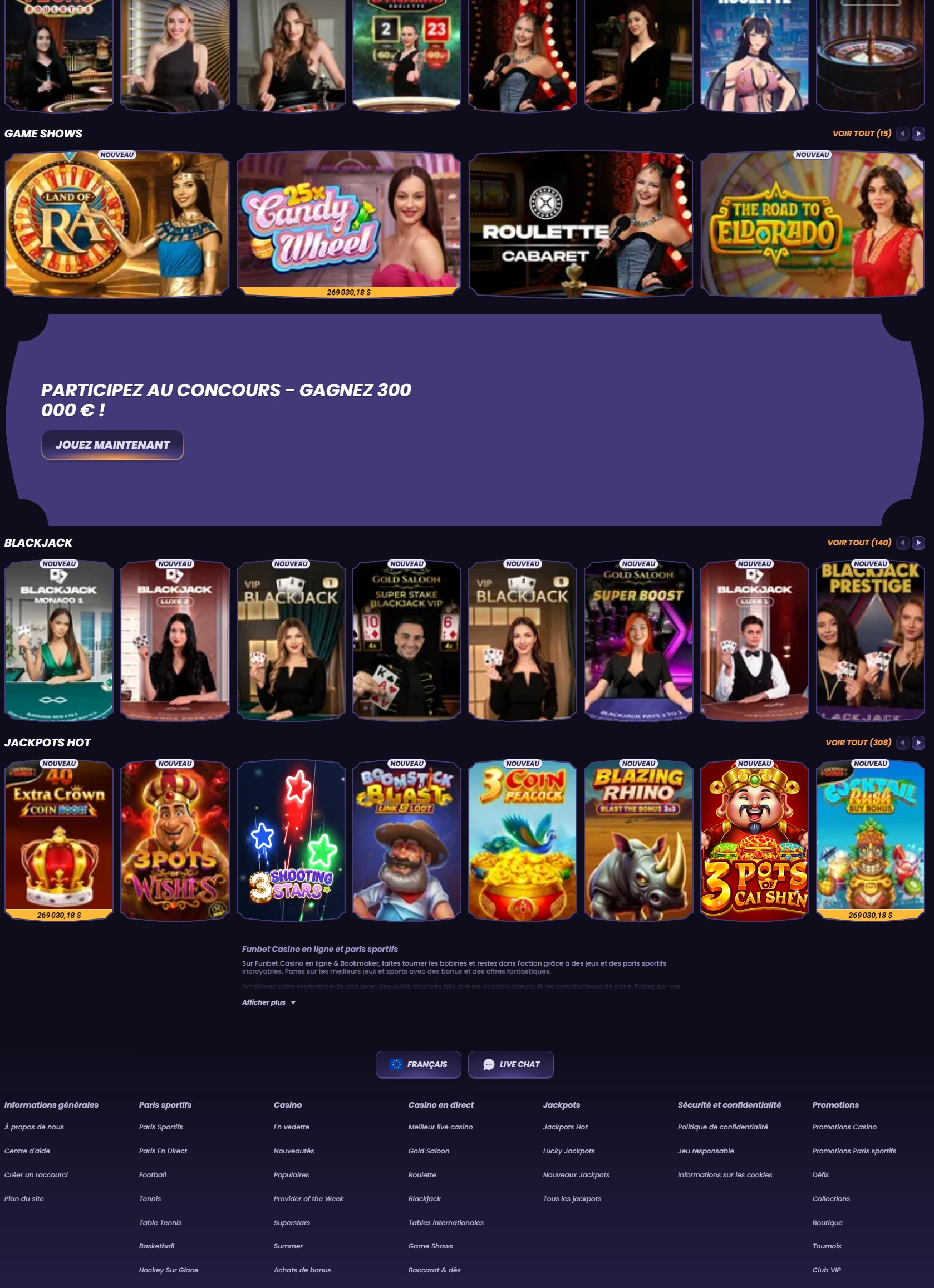 Funbet biedt een breed scala aan gokautomaten en casinospellen in een overzichtelijk raster